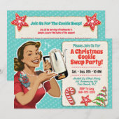 Retro Christmas Cookie Swap Party Uitnodiging (Voorkant / Achterkant)