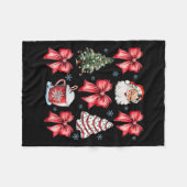 Retro Christmas Coquette Bow Santa Coffee Cake Hol Fleece Deken (Voorkant (Horizontaal))