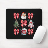 Retro Christmas Coquette Bow Santa Coffee Cake Hol Muismat (Met muis)