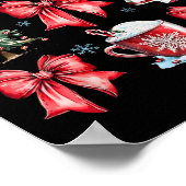 Retro Christmas Coquette Bow Santa Coffee Cake Hol Poster (Hoek)