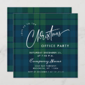 Retro Christmas Corporate Plaid Vakantie Party Kaart (Voorkant / Achterkant)