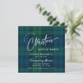 Retro Christmas Corporate Plaid Vakantie Party Kaart (Staand voorkant)