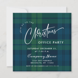Retro Christmas Corporate Plaid Vakantie Party Kaart