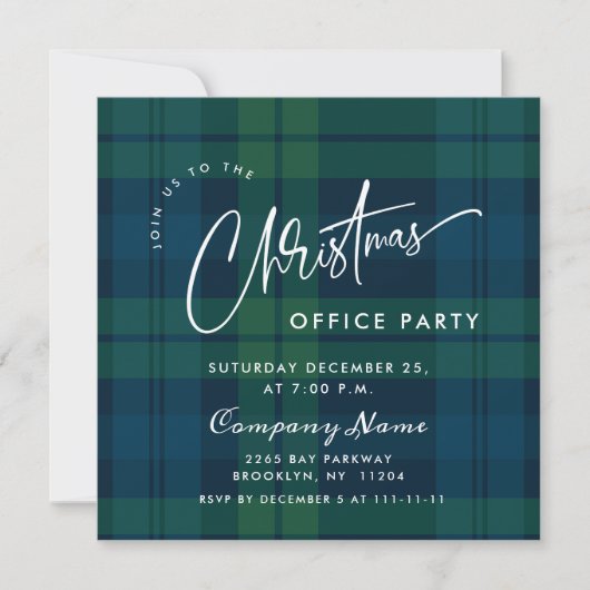 Retro Christmas Corporate Plaid Vakantie Party Kaart (Voorkant)