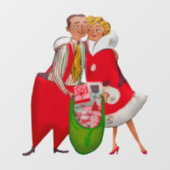 RETRO CHRISTMAS COUPLE WINDOW CLING RAAMSTICKER (Vel)