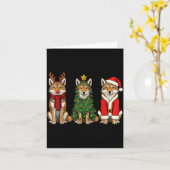 Retro Christmas Coyote Santa Reindeer  Kaart (Gele Bloem)
