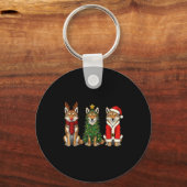 Retro Christmas Coyote Santa Reindeer  Sleutelhanger (Voorkant)