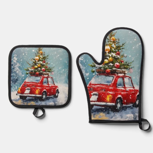 Retro Christmas Cozy Van Ovenwant & Pannenlap Set (Voorkant)