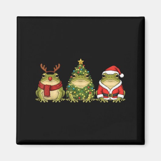 Retro Christmas Desert Rain Frog Santa Reindeer  Magneet (Voorkant)