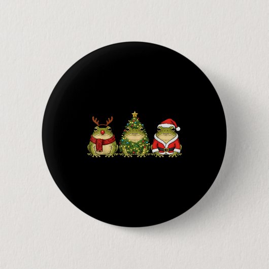 Retro Christmas Desert Rain Frog Santa Reindeer Ronde Button 5,7 Cm (Voorkant)