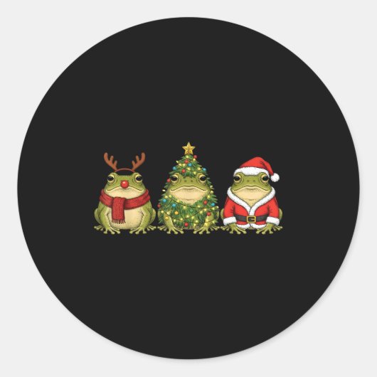 Retro Christmas Desert Rain Frog Santa Reindeer  Ronde Sticker (Voorkant)