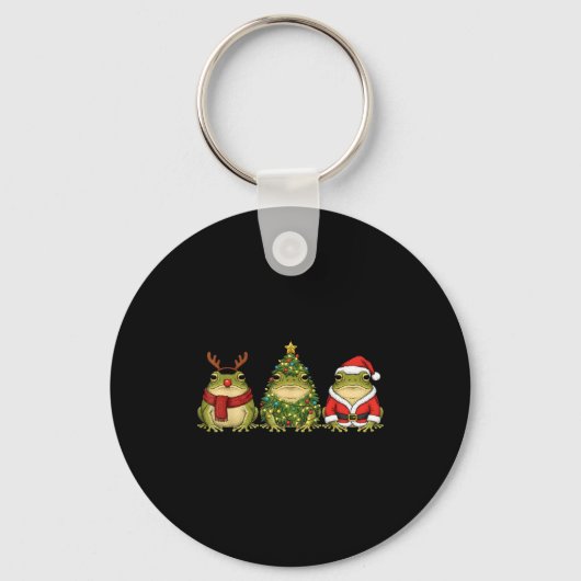 Retro Christmas Desert Rain Frog Santa Reindeer Sleutelhanger (Voorkant)