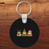 Retro Christmas Desert Rain Frog Santa Reindeer Sleutelhanger (Voorkant)