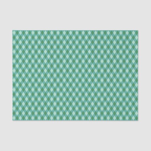 Retro Christmas Diamond Plaid - Groen & Blauwgroen Tissuepapier (Voorkant)