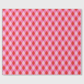 Retro Christmas Diamond Plaid - Rood & Roze Cadeaupapier (Vlak)