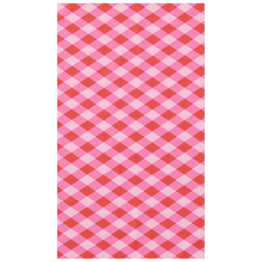 Retro Christmas Diamond Plaid - Rood & Roze Tafelkleed (Voorkant)