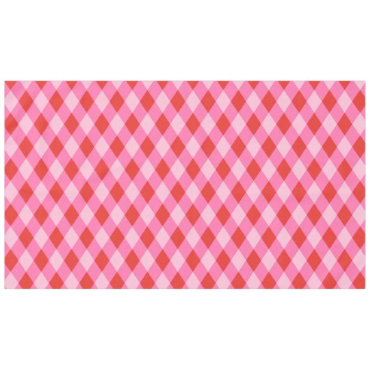 Retro Christmas Diamond Plaid - Rood & Roze Tafelkleed (Voorkant (Horizontaal))