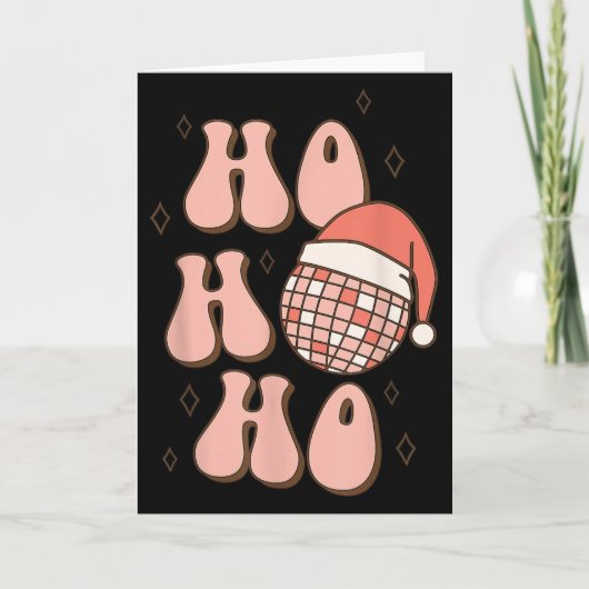 Retro Christmas Disco Ball Groovy Ho Ho Ho Santa H Kaart (Voorkant)
