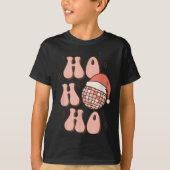 Retro Christmas Disco Ball Groovy Ho Ho Ho Santa H T-shirt (Voorkant)
