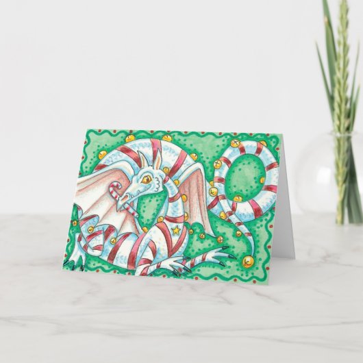 Retro Christmas Dragon Feestdagen Kaart (Voorkant)