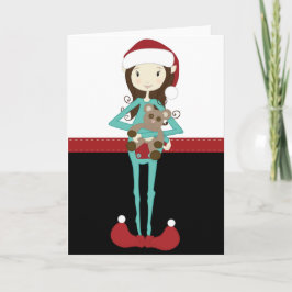 Retro Christmas Elf Feestdagen Kaart