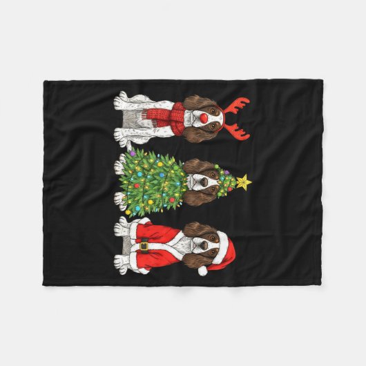 Retro Christmas English Springer Spaniel Santa Rei Fleece Deken (Voorkant (Horizontaal))