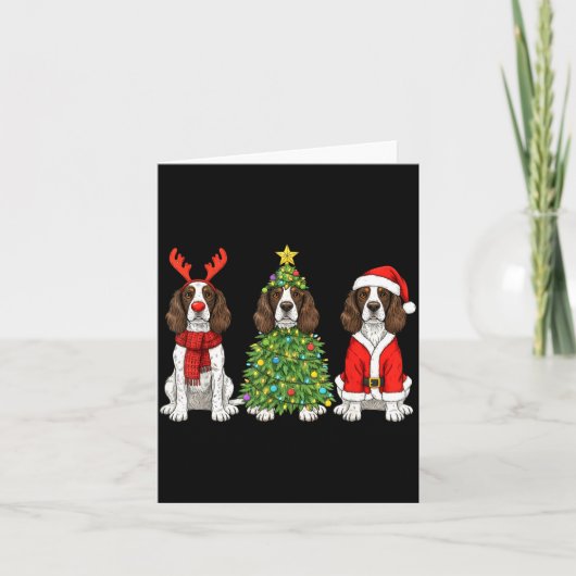 Retro Christmas English Springer Spaniel Santa Rei Kaart (Voorkant)