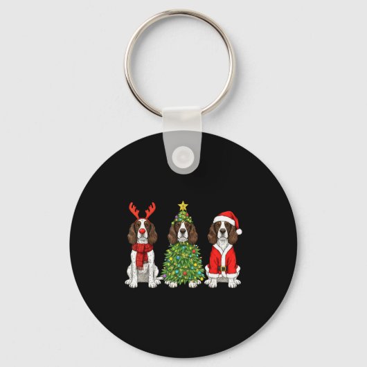 Retro Christmas English Springer Spaniel Santa Rei Sleutelhanger (Voorkant)