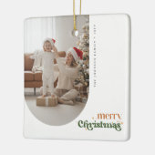 Retro Christmas Family Photo Portrait Holiday Keramisch Ornament (Links)