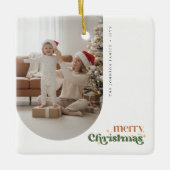 Retro Christmas Family Photo Portrait Holiday Keramisch Ornament (Voorkant)