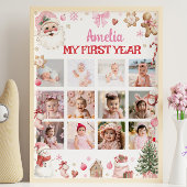 Retro Christmas First Year Photo Milestone Sign Poster