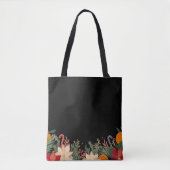 Retro Christmas floral pattern in black Tote Bag (Voorkant)