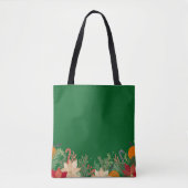 Retro Christmas floral pattern in green Tote Bag (Voorkant)
