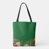 Retro Christmas floral pattern in green Tote Bag (Achterkant)