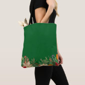 Retro Christmas floral pattern in green Tote Bag (Dichtbij)