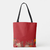 Retro Christmas floral pattern in red Tote Bag (Achterkant)