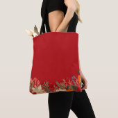 Retro Christmas floral pattern in red Tote Bag (Dichtbij)