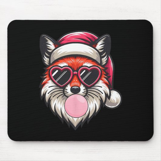 Retro Christmas Fox Kerstman Hoed Blowing Bubble M Muismat (Voorkant)