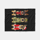 Retro Christmas German Shepherd Santa Reindeer Gsd Fleece Deken (Voorkant (Horizontaal))