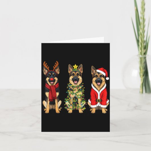 Retro Christmas German Shepherd Santa Reindeer Gsd Kaart (Voorkant)
