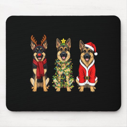 Retro Christmas German Shepherd Santa Reindeer Gsd Muismat (Voorkant)