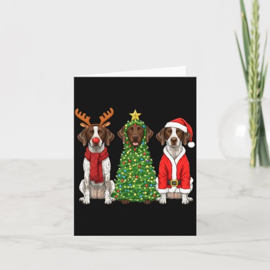 Retro Christmas German Shorthaired Inter Santa Rei Kaart (Voorkant)
