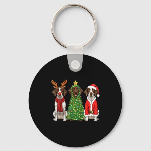 Retro Christmas German Shorthaired Inter Santa Rei Sleutelhanger (Voorkant)