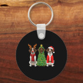 Retro Christmas German Shorthaired Inter Santa Rei Sleutelhanger (Voorkant)
