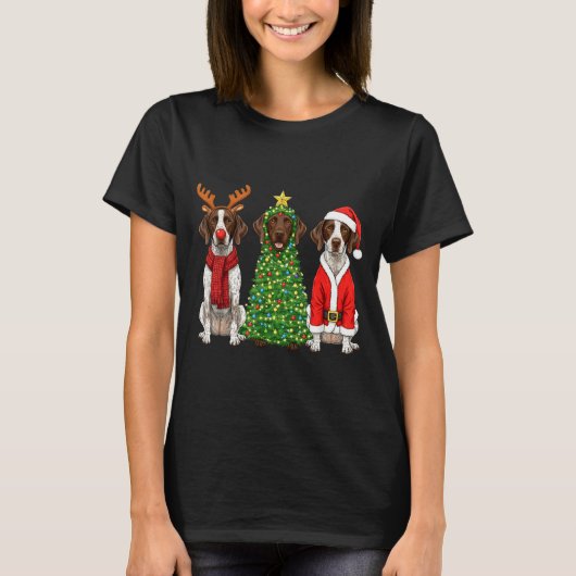 Retro Christmas German Shorthaired Inter Santa Rei T-shirt (Voorkant)