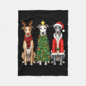 Retro Christmas Ghound Santa Reindeer Dog Lover  Fleece Deken (Voorkant)