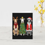 Retro Christmas Ghound Santa Reindeer Dog Lover Kaart (Gele Bloem)