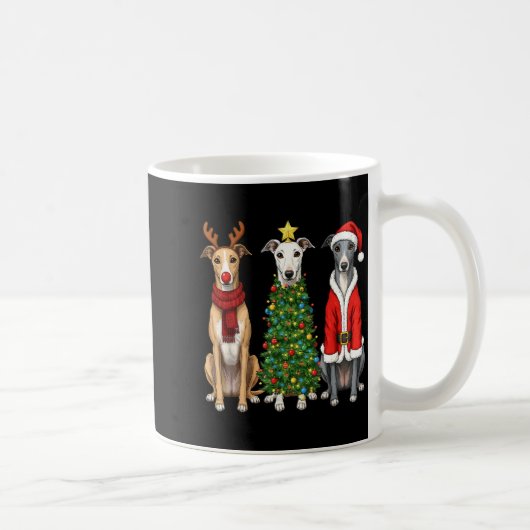 Retro Christmas Ghound Santa Reindeer Dog Lover  Koffiemok (Rechts)
