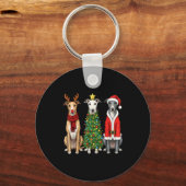 Retro Christmas Ghound Santa Reindeer Dog Lover Sleutelhanger (Voorkant)