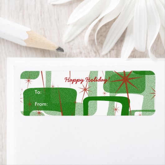 Retro Christmas Gift Label Stickers (Insitu)